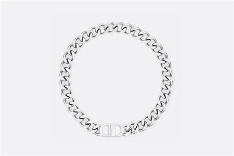 dior oval|CD Icon Oval Chain Link Necklace Polished and Brushed Silver .